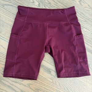 Baleaf Biker Shorts with Pockets in Wine Red
